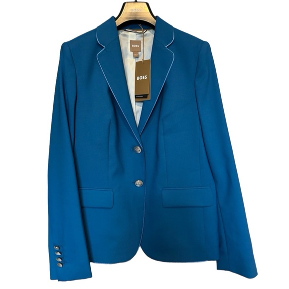 BOSS Jepita Teal Blue Blazer Size 4 - Picture 9 of 10